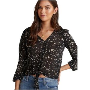 Bella Dahl Black Front Tie Women’s Blouse Size Medium